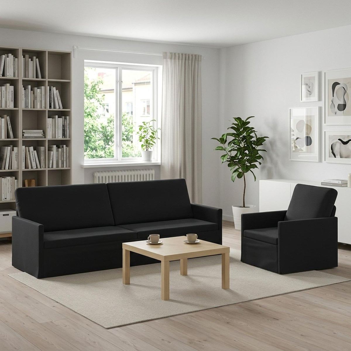 Bankstel 2 pcs Zwart fluweel