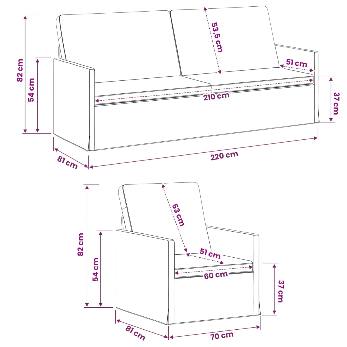 Bankstel 2 pcs Blauw fluweel