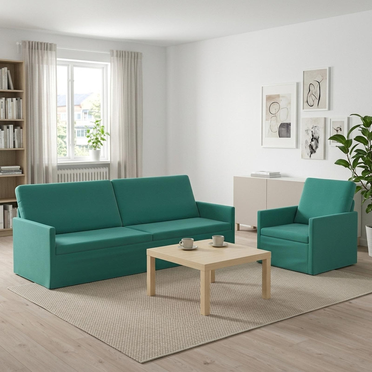 Bankstel 2 pcs Turquoise fluweel