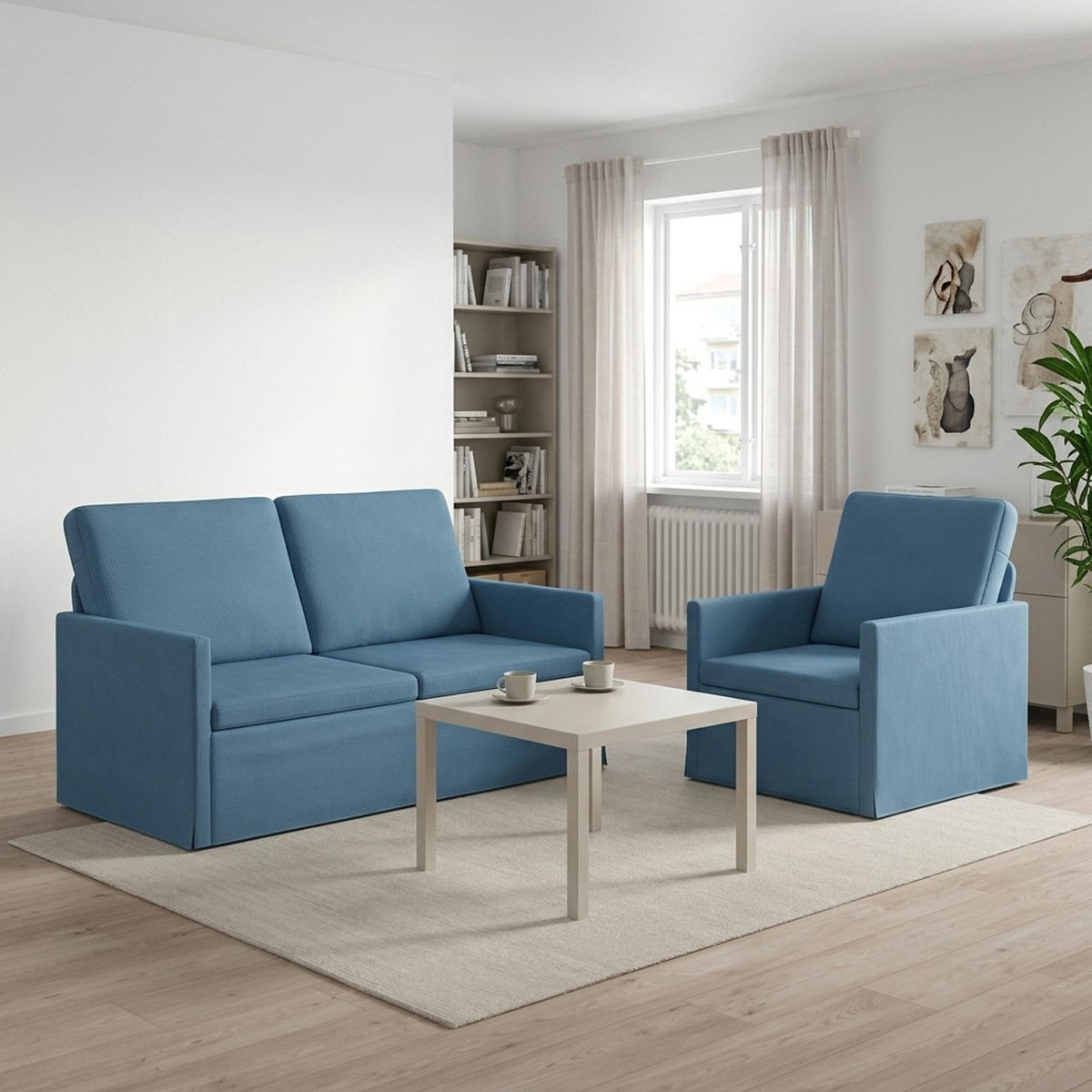 Bankstel 2 pcs Blauw Katoen Stof