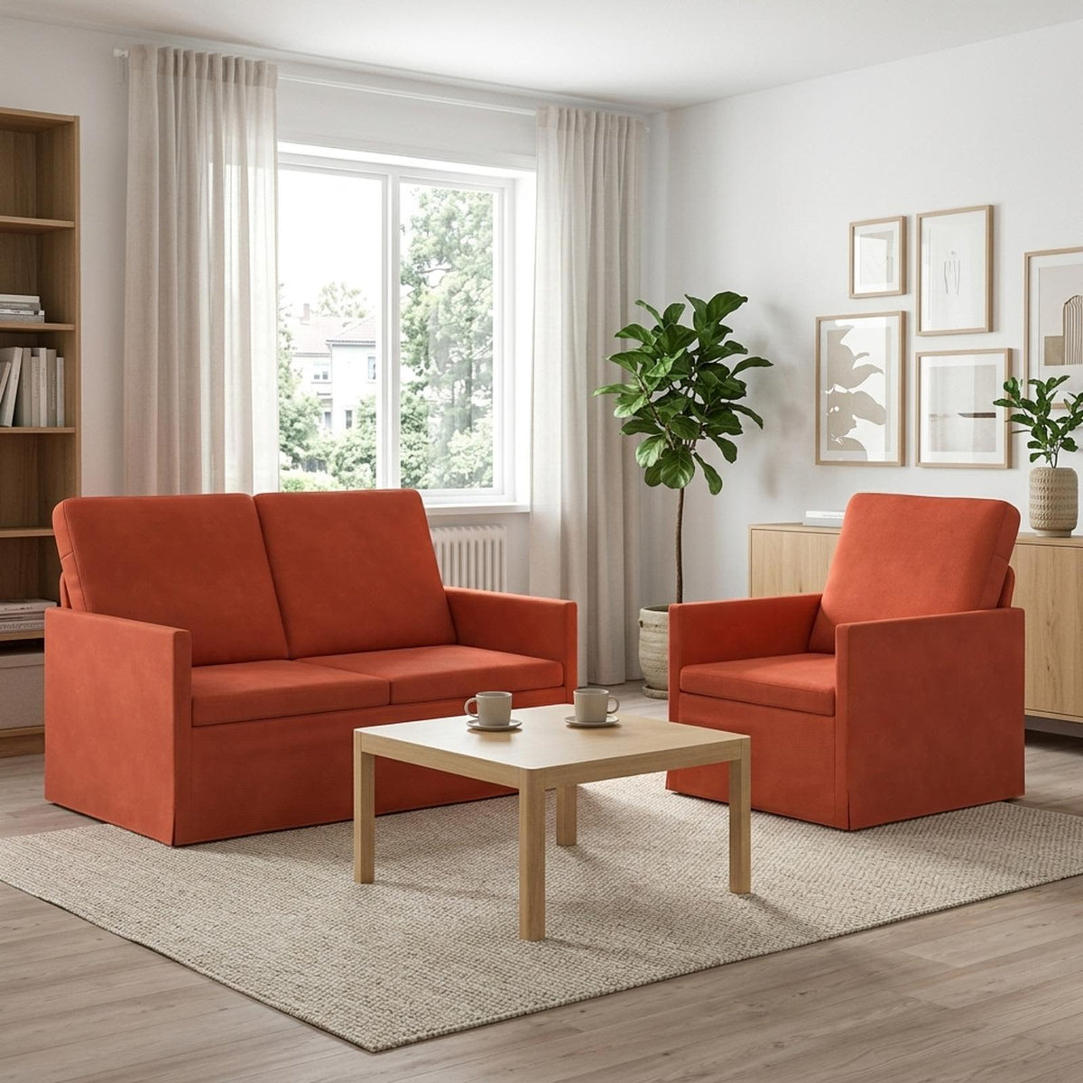 Bankstel 2 pcs Rood-oranje Katoen Stof