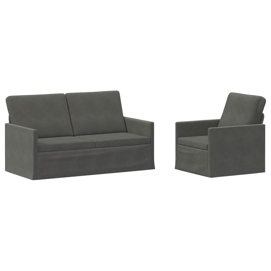 Bankstel 2 pcs Donkergrijs Katoen Stof