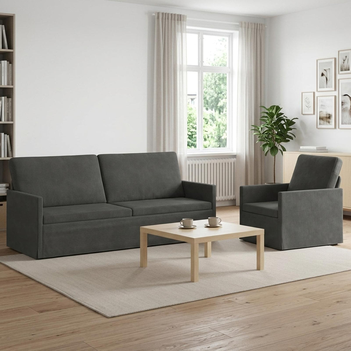 Bankstel 2 pcs Donkergrijs Katoen Stof