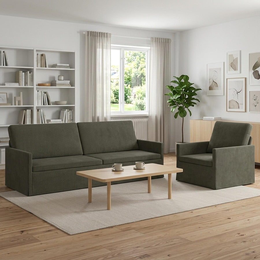 Bankstel 2 pcs Lichtgrijs Katoen Stof