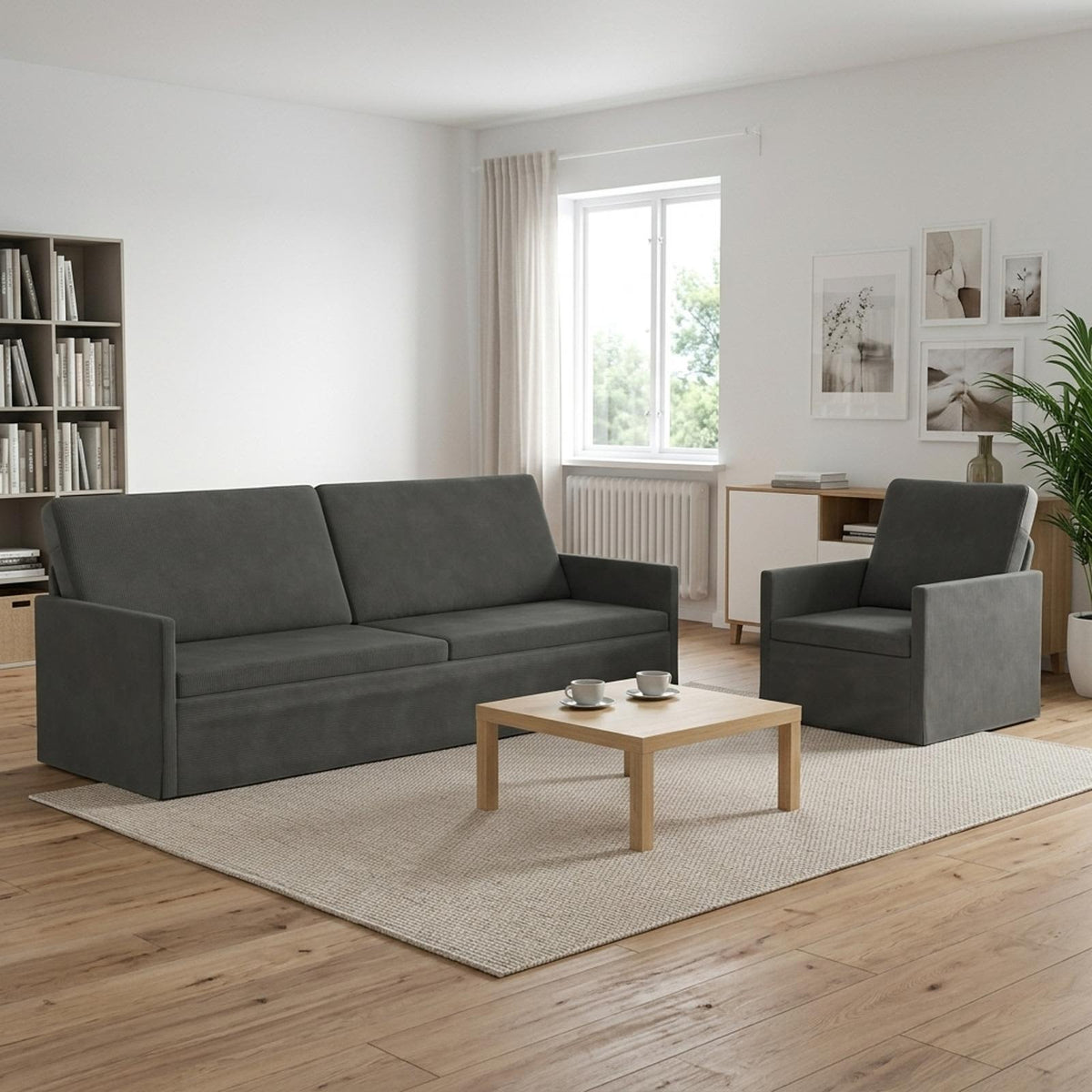 Bankstel 2 pcs Donkergrijs Katoen Stof