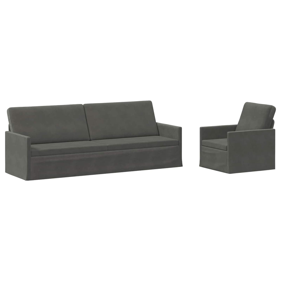 Bankstel 2 pcs Donkergrijs Katoen Stof