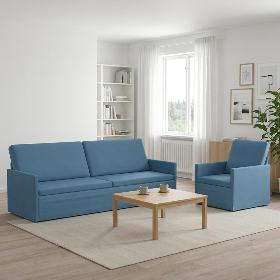 Bankstel 2 pcs Blauw Katoen Stof