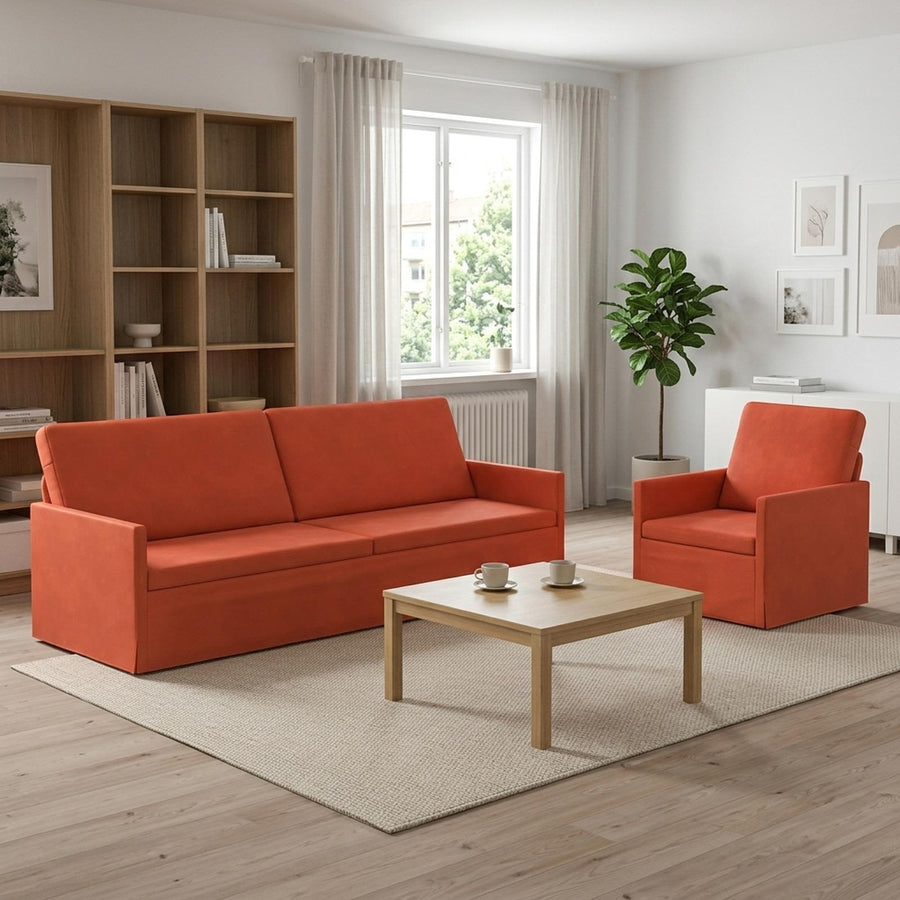 Bankstel 2 pcs Rood-oranje Katoen Stof