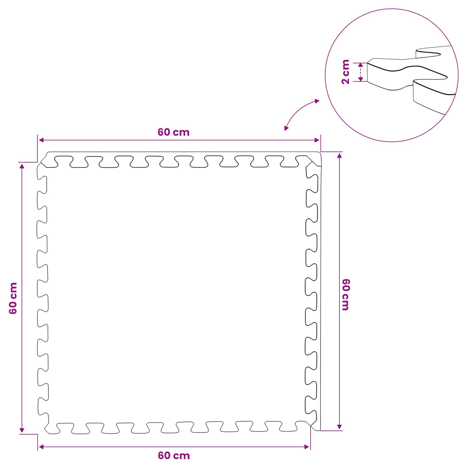 Zwembad Grondmat 24 pcs Grijs 8,64 m² EVA Schuim