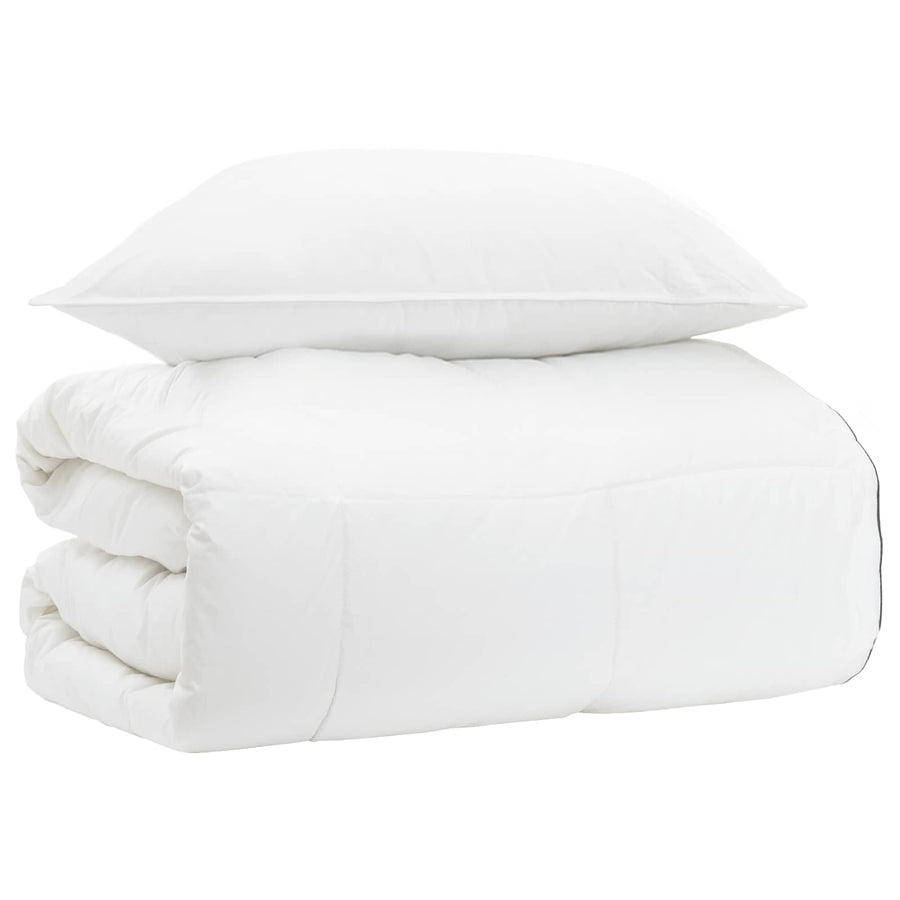 Dekbedset met kussen Wit 155 x 200 cm Katoen, Bamboe, Polyester