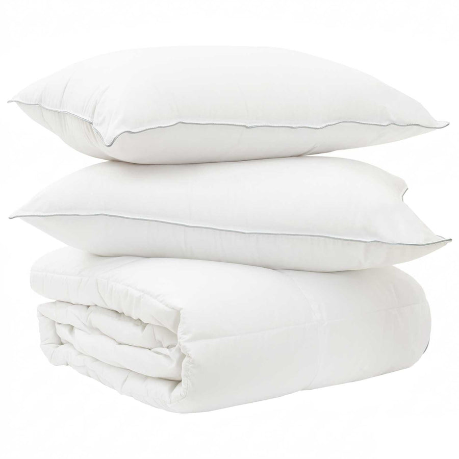 Dekbedset met kussen Wit 200 x 240 cm Polyester, Bamboe