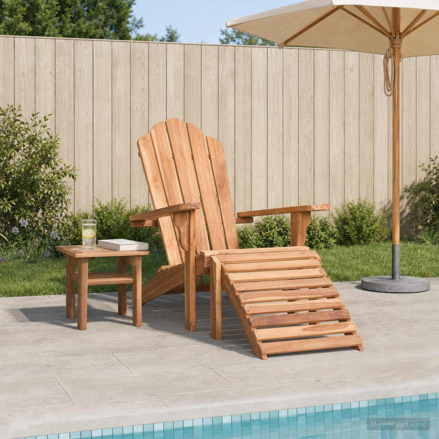 Adirondack tuinstoel met voetensteun Naturel Massief Teakhout