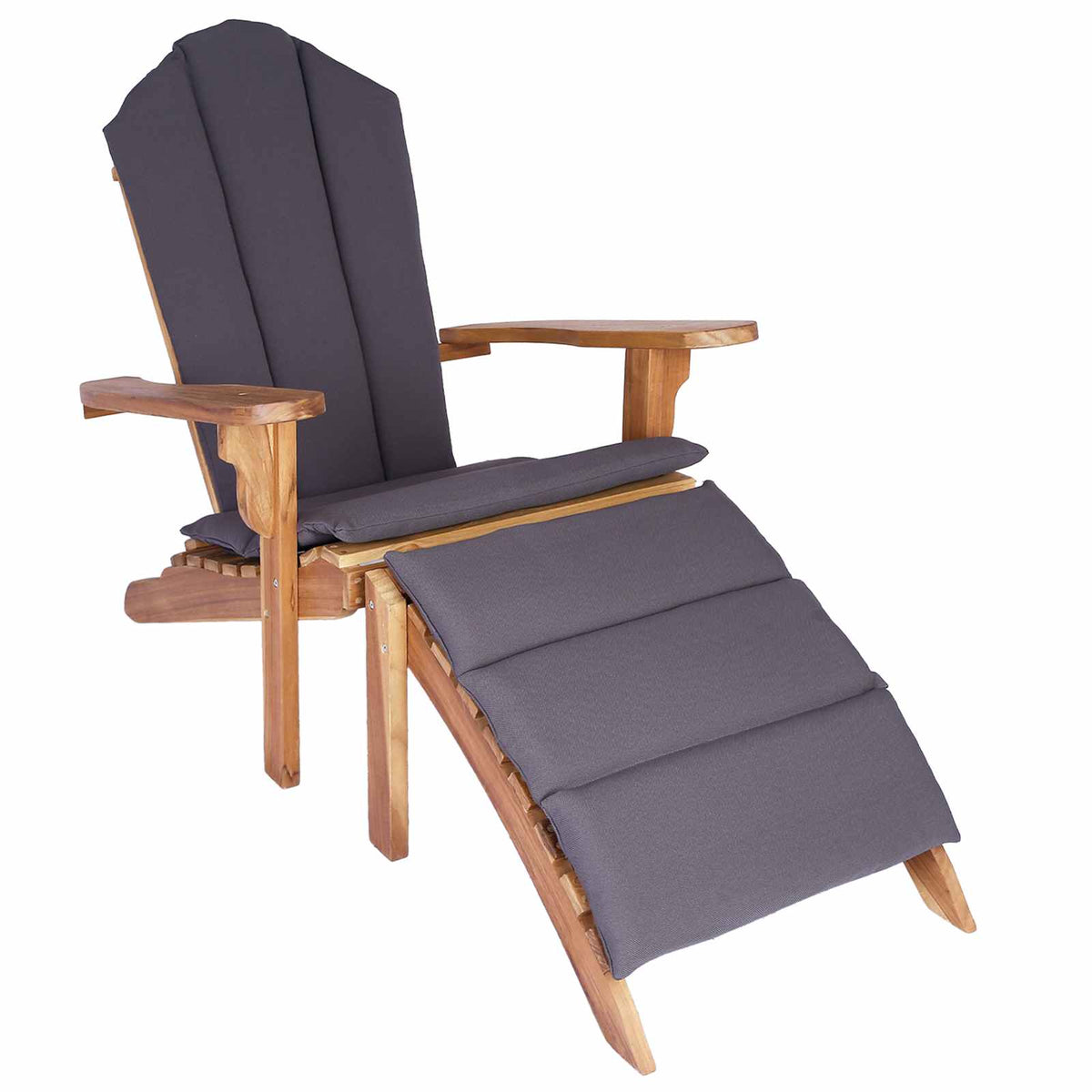 Adirondack tuinstoel met voetensteun Naturel Massief Teakhout