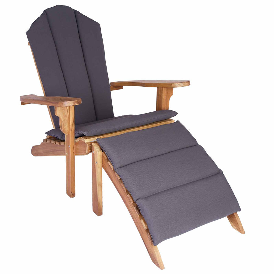 Adirondack tuinstoel met voetensteun Naturel Massief Teakhout
