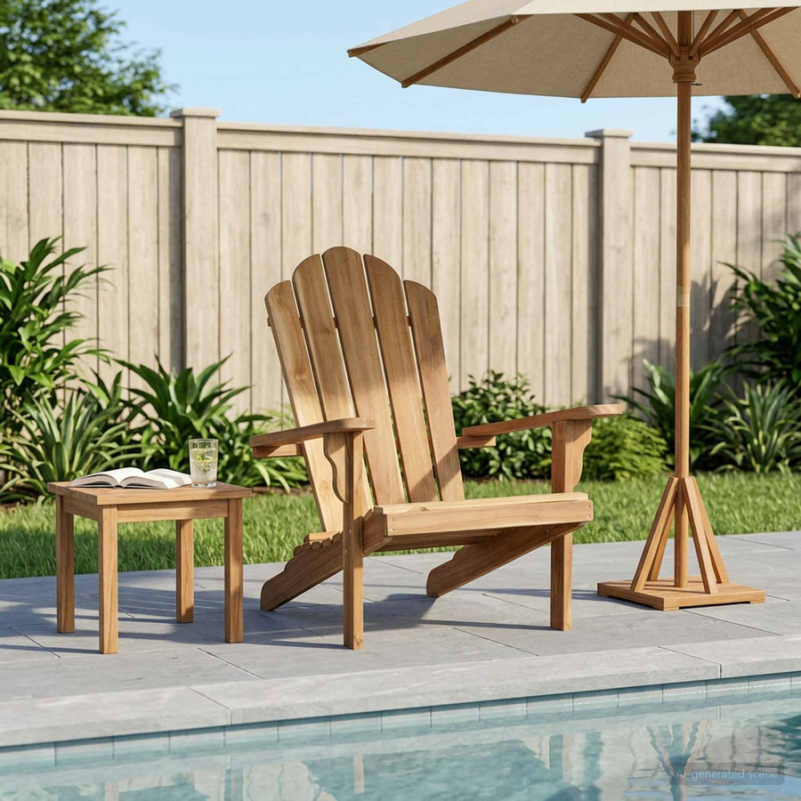 Tuinstoel Adirondack Naturel Massief Teakhout zonder kussen