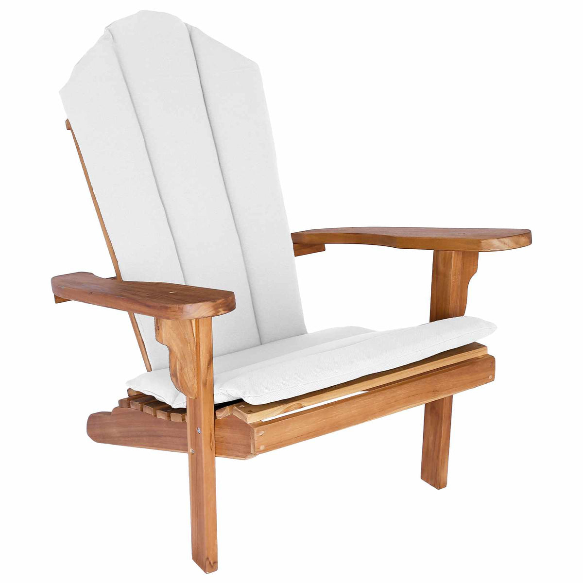 Tuinstoel Adirondack Naturel Massief Teakhout met crème kussen