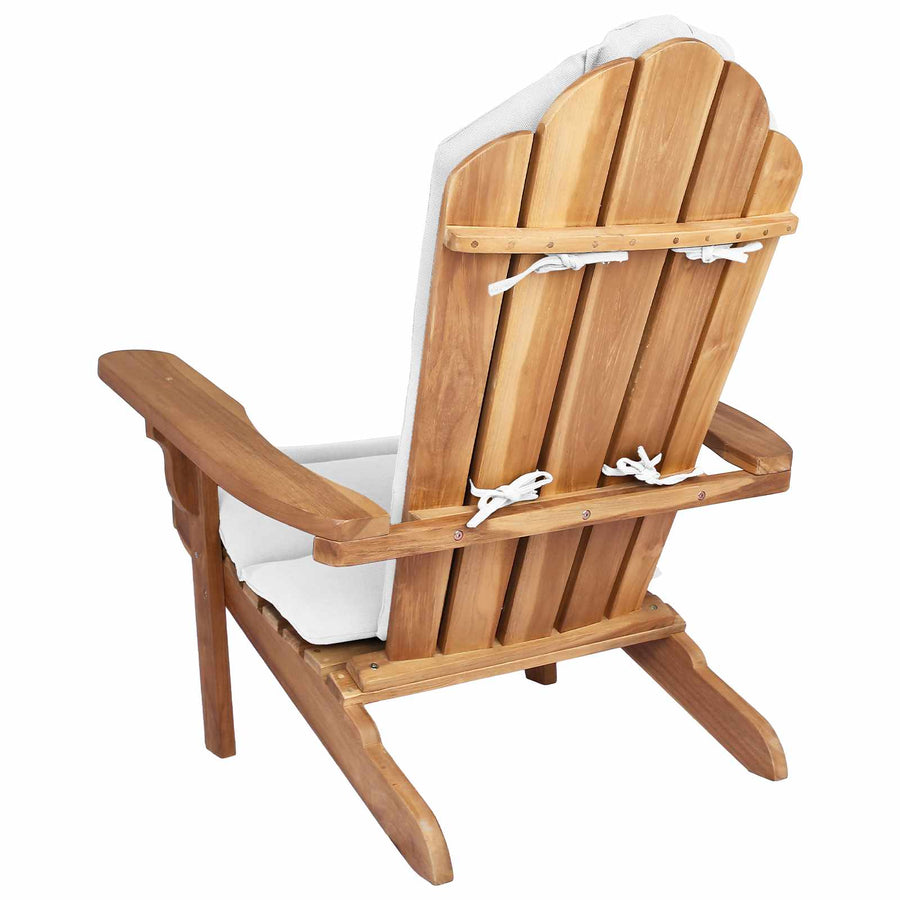Tuinstoel Adirondack Naturel Massief Teakhout met crème kussen
