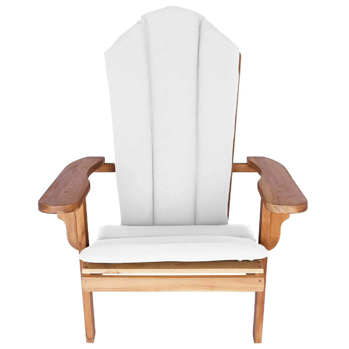 Tuinstoel Adirondack Naturel Massief Teakhout met crème kussen