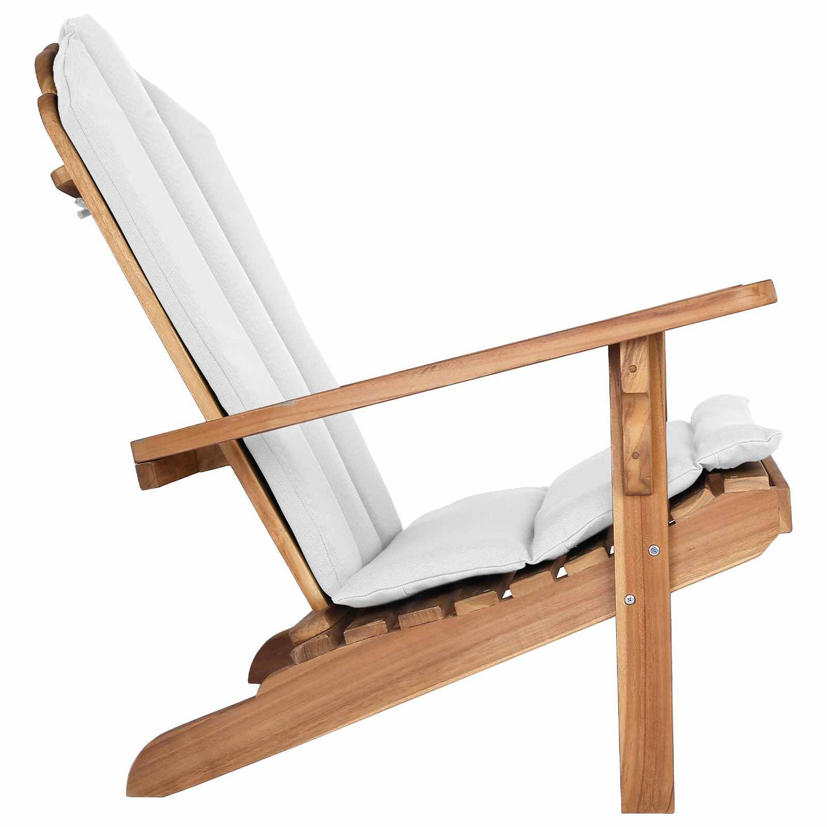 Tuinstoel Adirondack Naturel Massief Teakhout met crème kussen