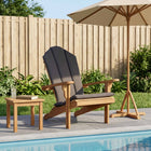 Tuinstoel Adirondack massief teakhout met donkergrijs kussen