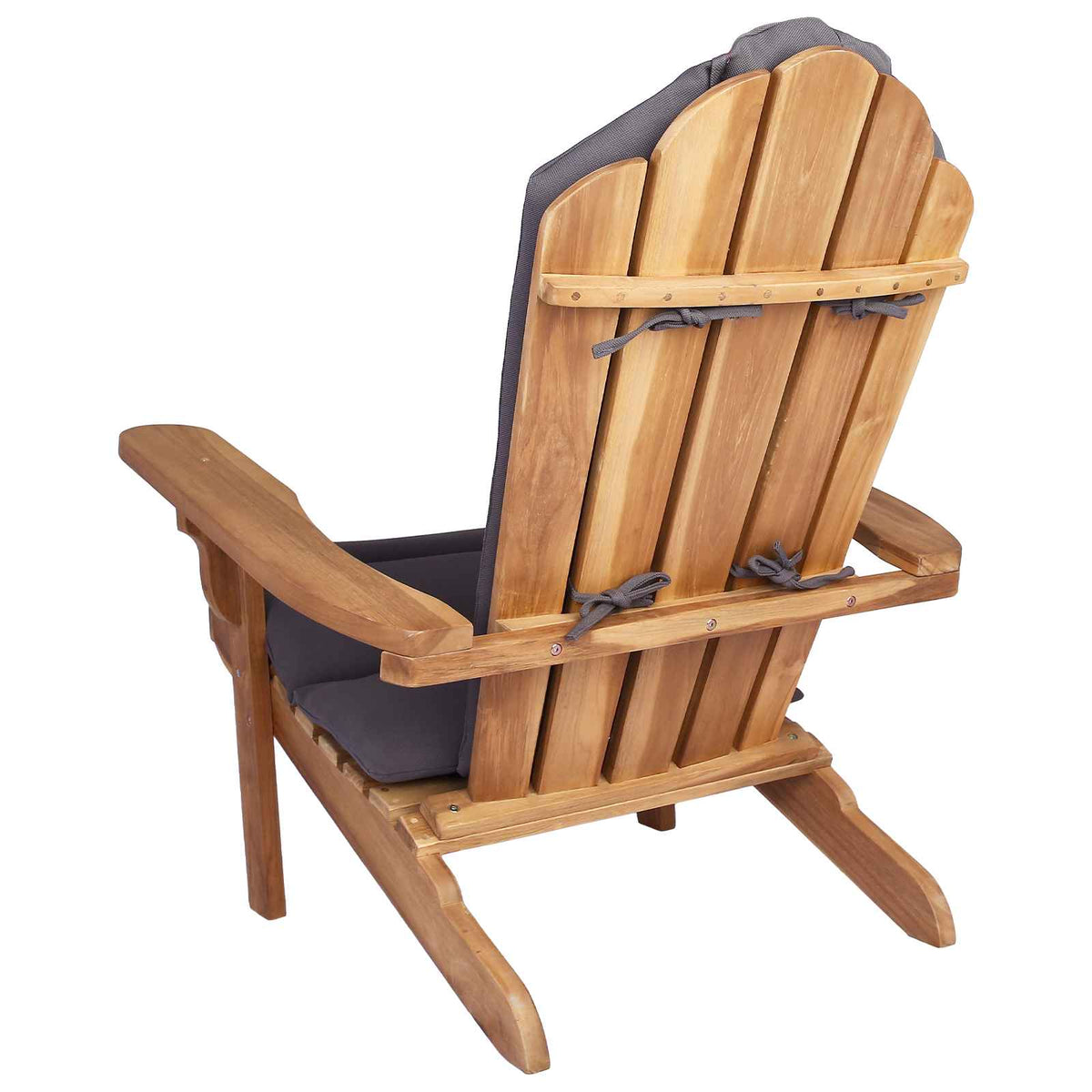 Tuinstoel Adirondack Naturel Massief Teakhout met donkergrijs kussen