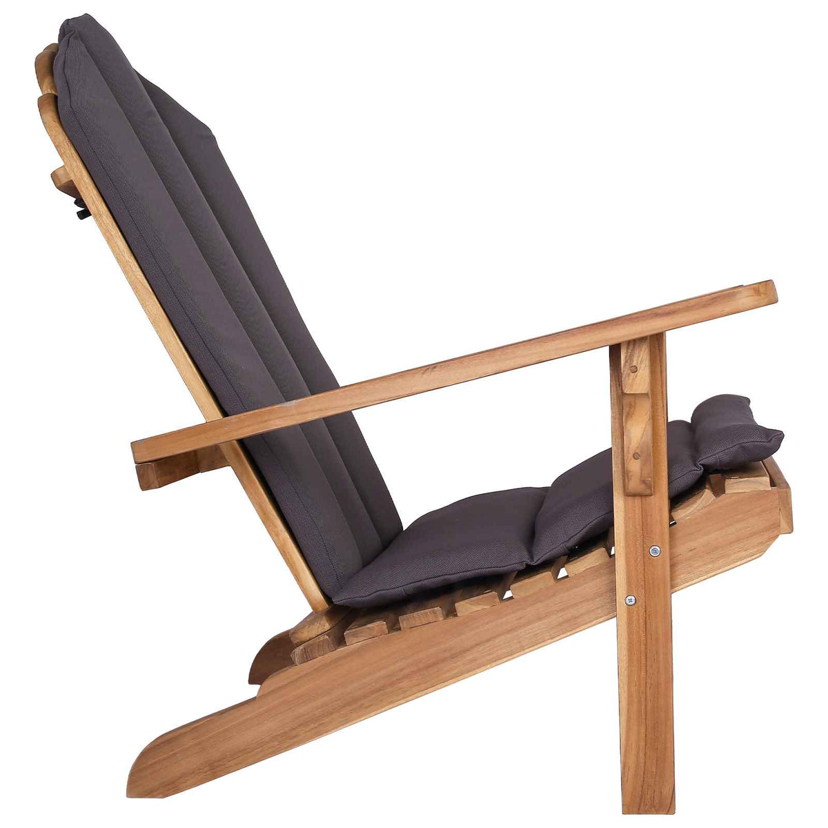 Tuinstoel Adirondack Naturel Massief Teakhout met donkergrijs kussen