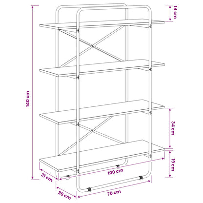 Boekenrek 4-laags 100 x 35 x 140 cm PB Gerookt eiken