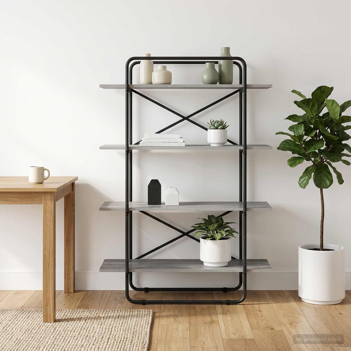 Boekenrek 4-laags 100 x 35 x 140 cm PB Grijs Sonoma