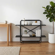 Boekenrek 2-laags 100x35x70 cm zwart eiken