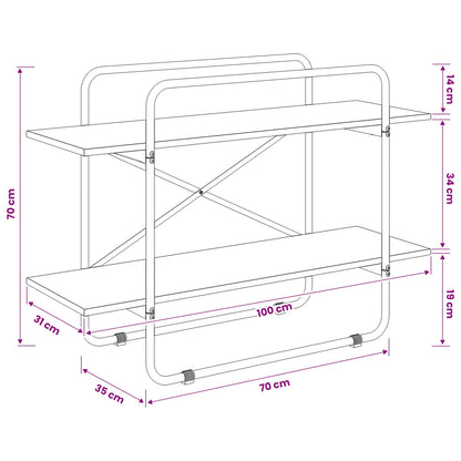 Boekenrek 2-laags 100 x 35 x 70 cm PB Zwart eiken