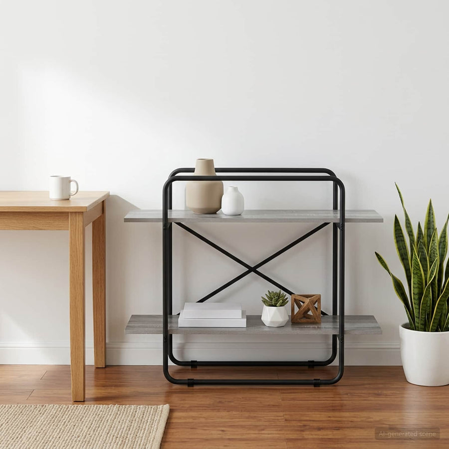 Boekenrek 2-laags 100 x 35 x 70 cm PB Grijs Sonoma