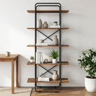 Boekenkast 5-laags 80x35x175,5 cm PB eikenhout