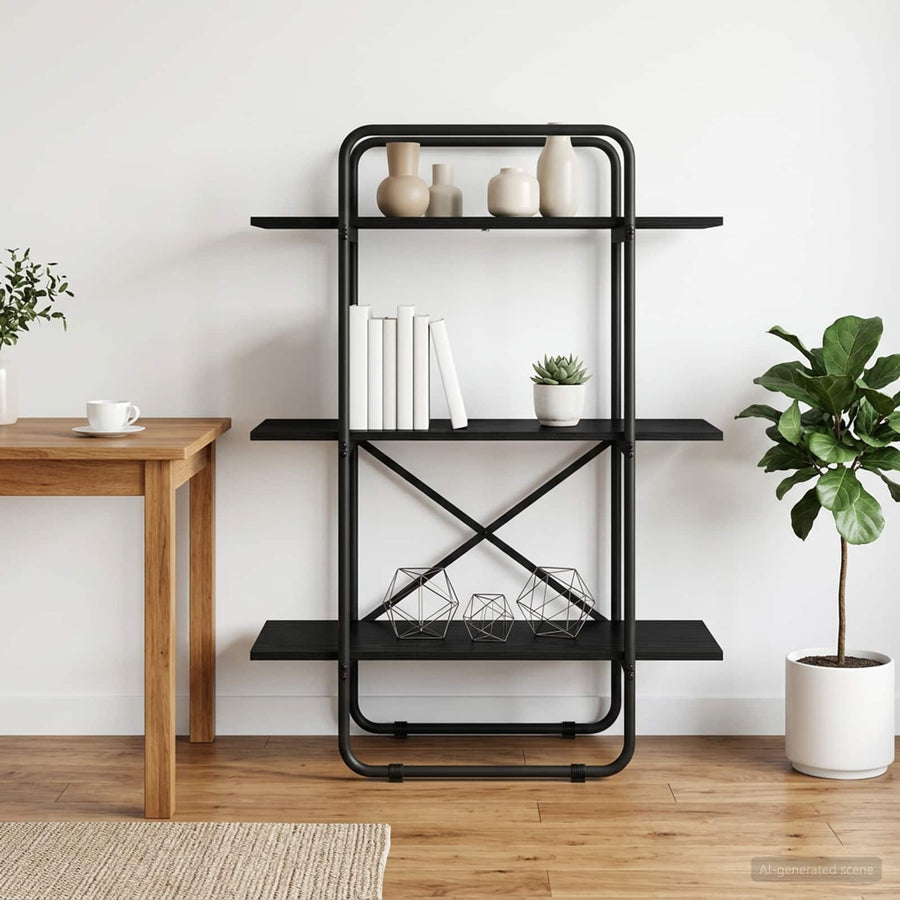 Boekenrek 3-laags 80 x 35 x 105 cm PB Zwart eiken