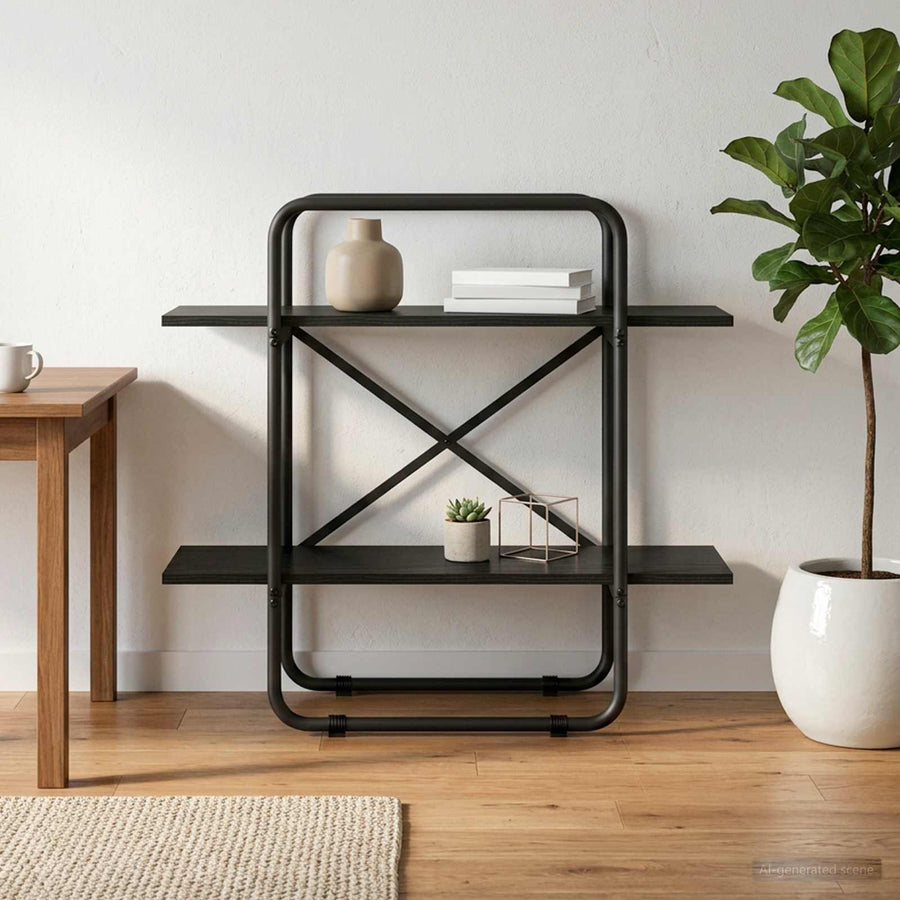 Boekenrek 2-laags 80 x 35 x 70 cm PB Zwart eiken