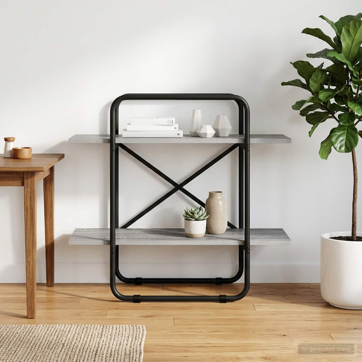 Boekenrek 2-laags 80 x 35 x 70 cm PB Grijs Sonoma