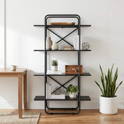 Boekenrek 60x35x140 cm zwart eiken 4-laags