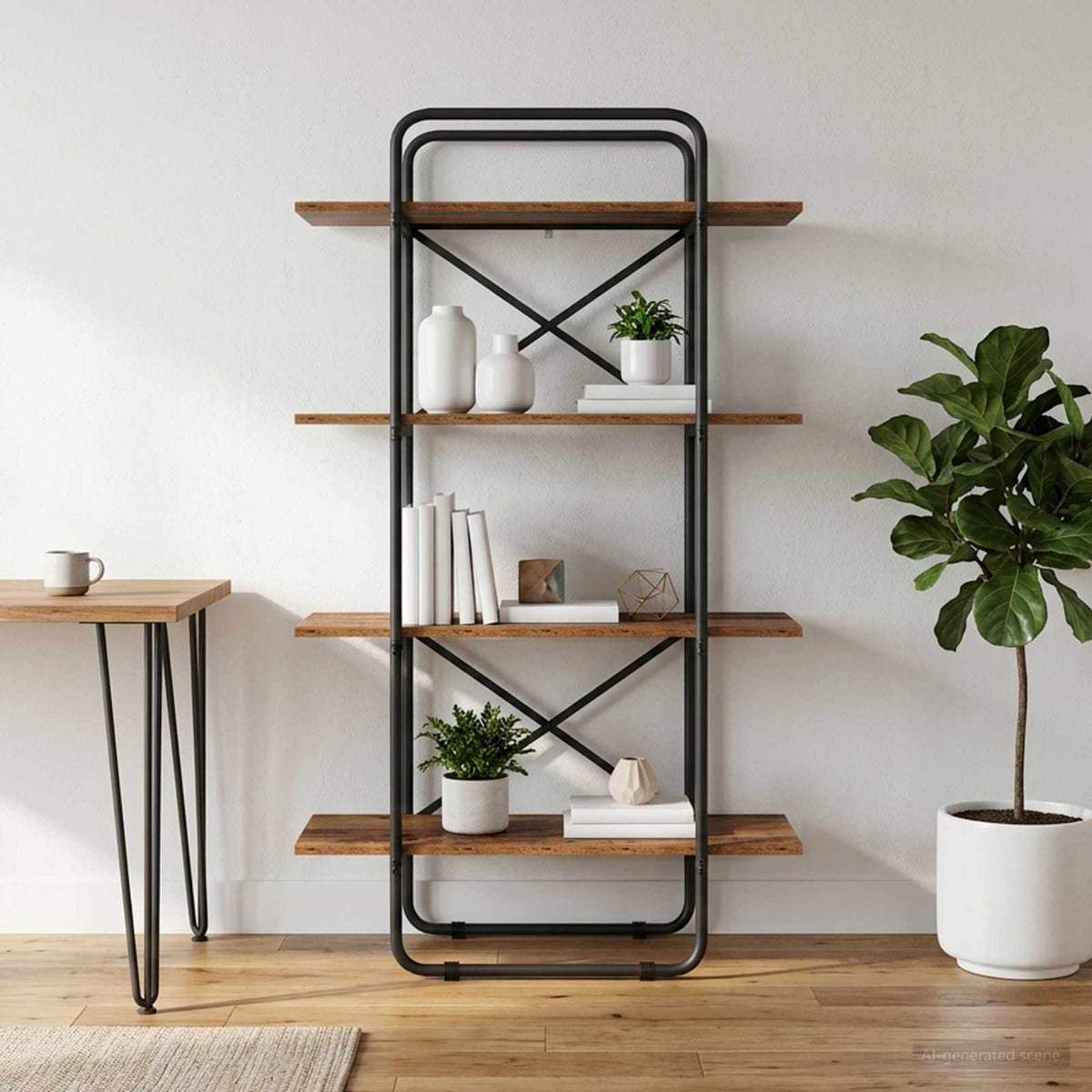 Boekenrek 4-laags 60 x 35 x 140 cm PB Eikenhout