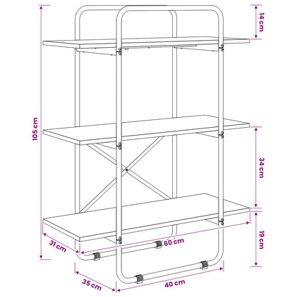 Boekenrek 3-laags 60 x 35 x 105 cm PB Grijs Sonoma