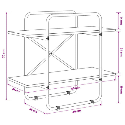 Boekenrek 2-laags 60 x 35 x 70 cm PB Artisanaal eiken