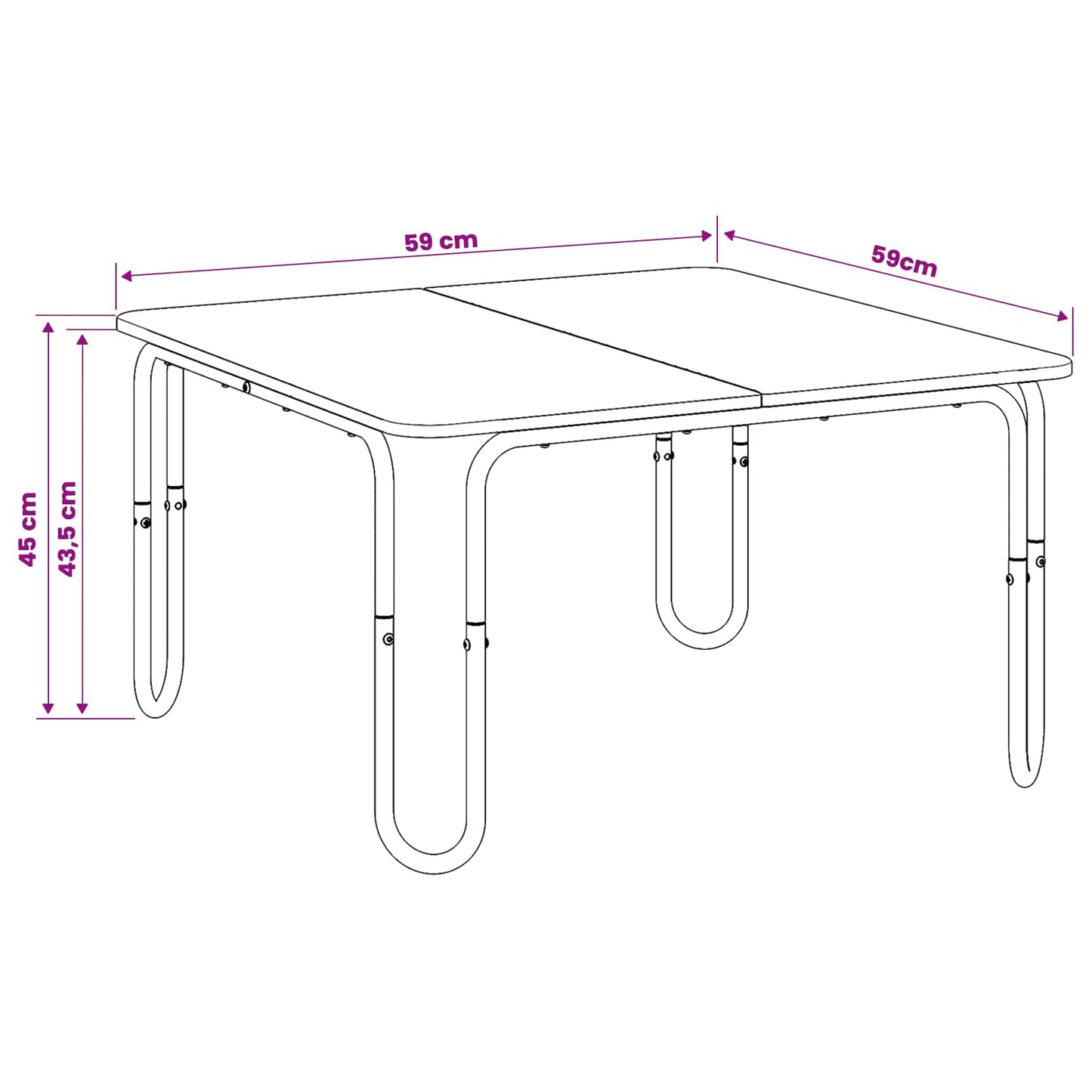 Salontafel Zwart 59 x 59 x 45 cm Bewerkt hout