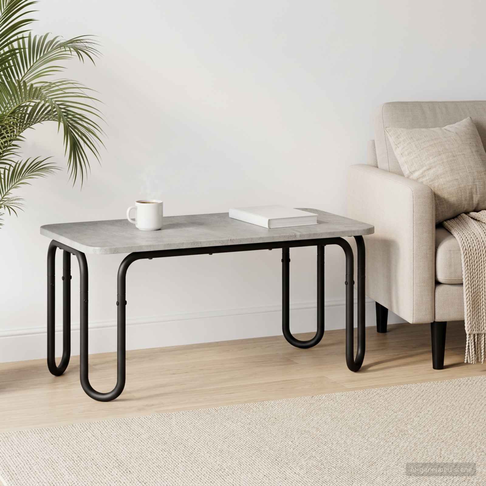 Salontafel Betongrijs 79,5 x 40 x 36 cm Bewerkt hout
