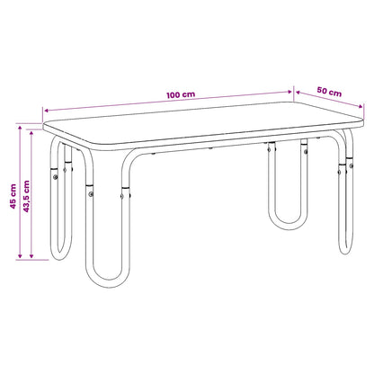 Salontafel Artisanaal eiken 100 x 50 x 45 cm Bewerkt hout
