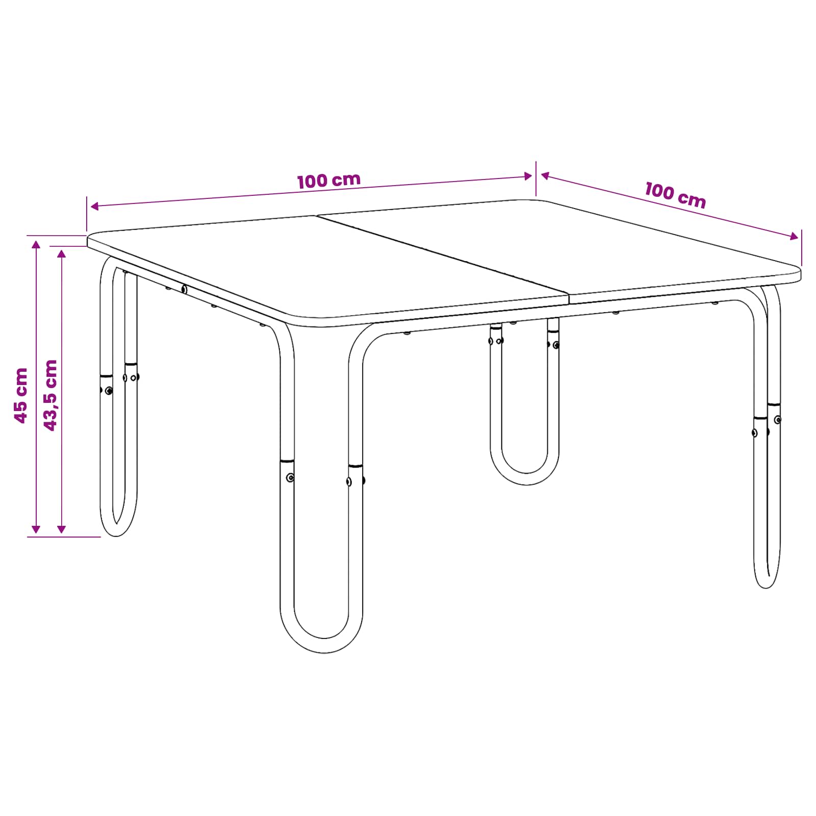 Salontafel Betongrijs 100 x 100 x 45 cm Bewerkt hout