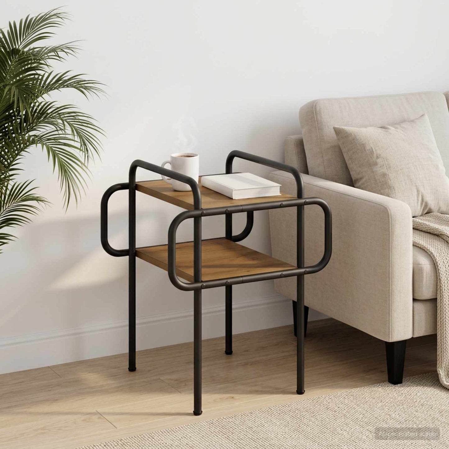Salontafel Artisanaal eiken 40 x 40 x 51 cm Bewerkt hout