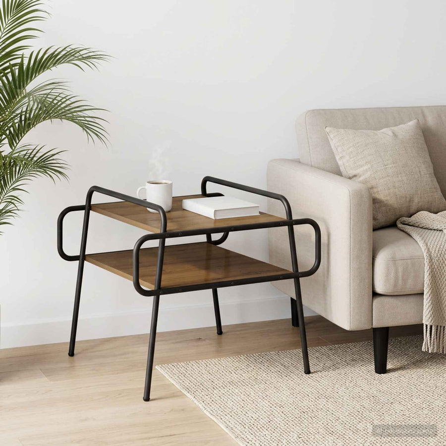 Salontafel Artisanaal eiken 60 x 60 x 51 cm Bewerkt hout
