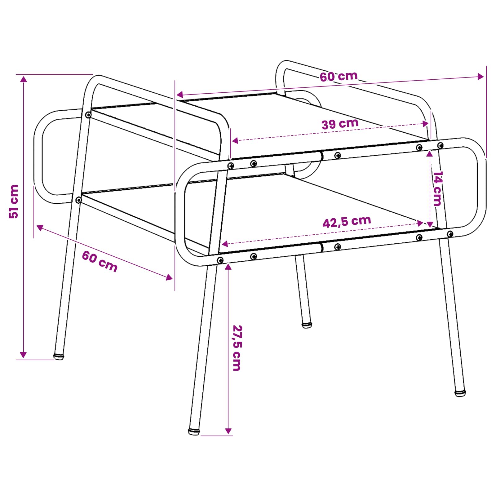 Salontafel Artisanaal eiken 60 x 60 x 51 cm Bewerkt hout