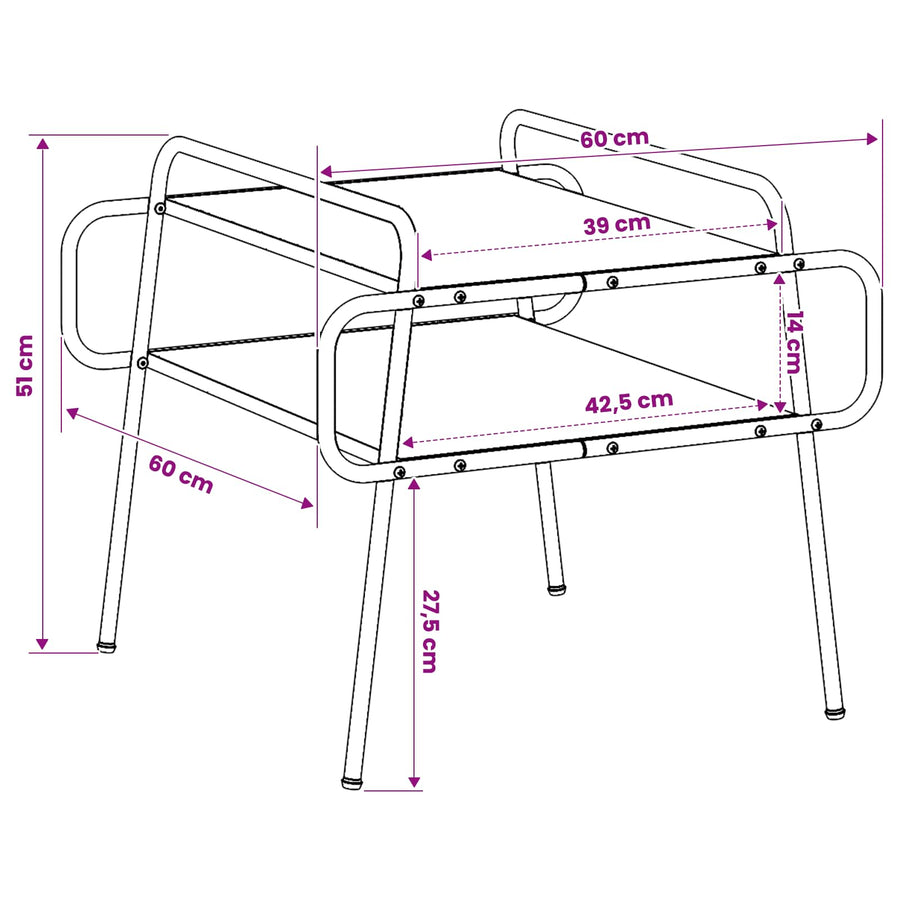 Salontafel Artisanaal eiken 60 x 60 x 51 cm Bewerkt hout