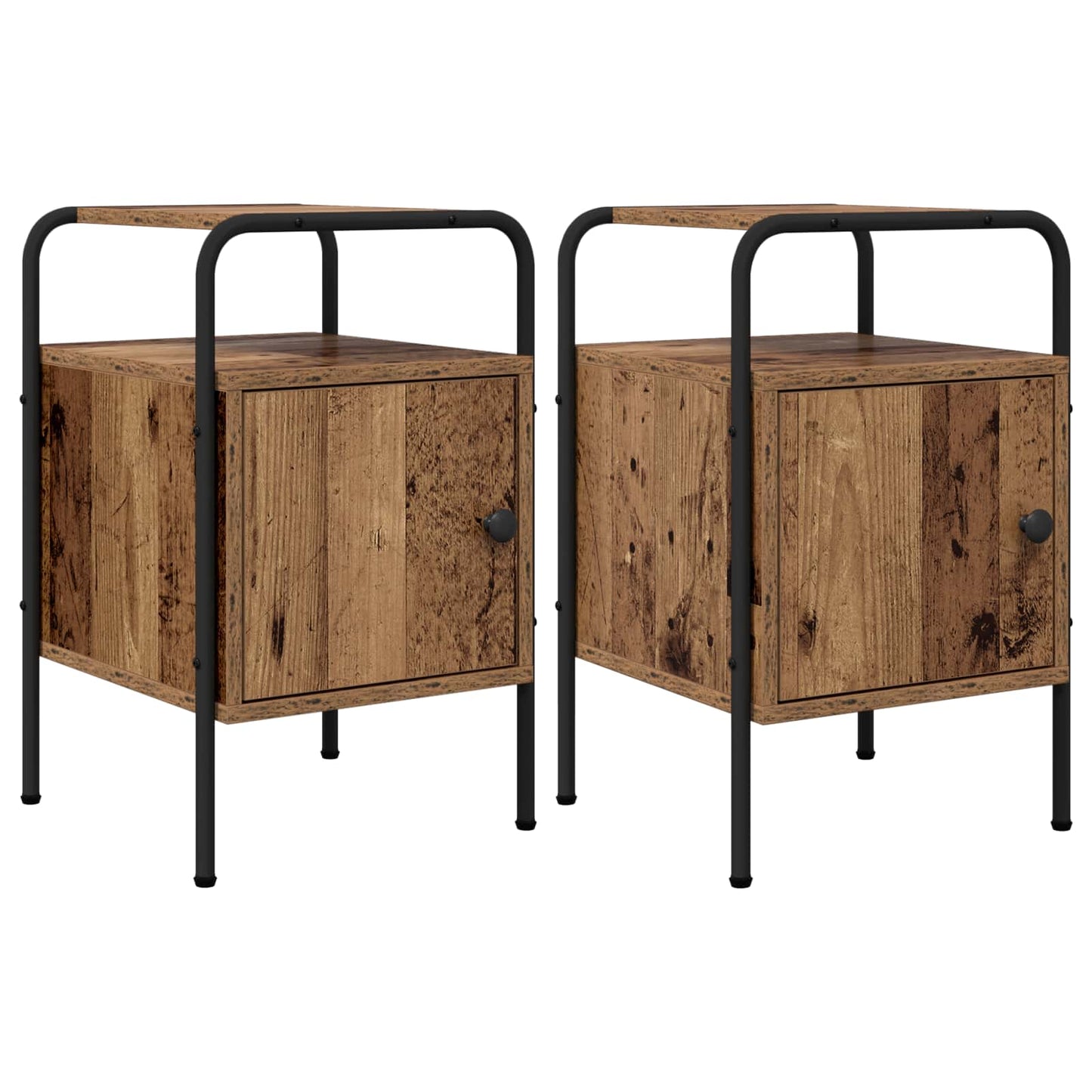 Nachtkastje 2 st Oud hout Bewerkt hout
