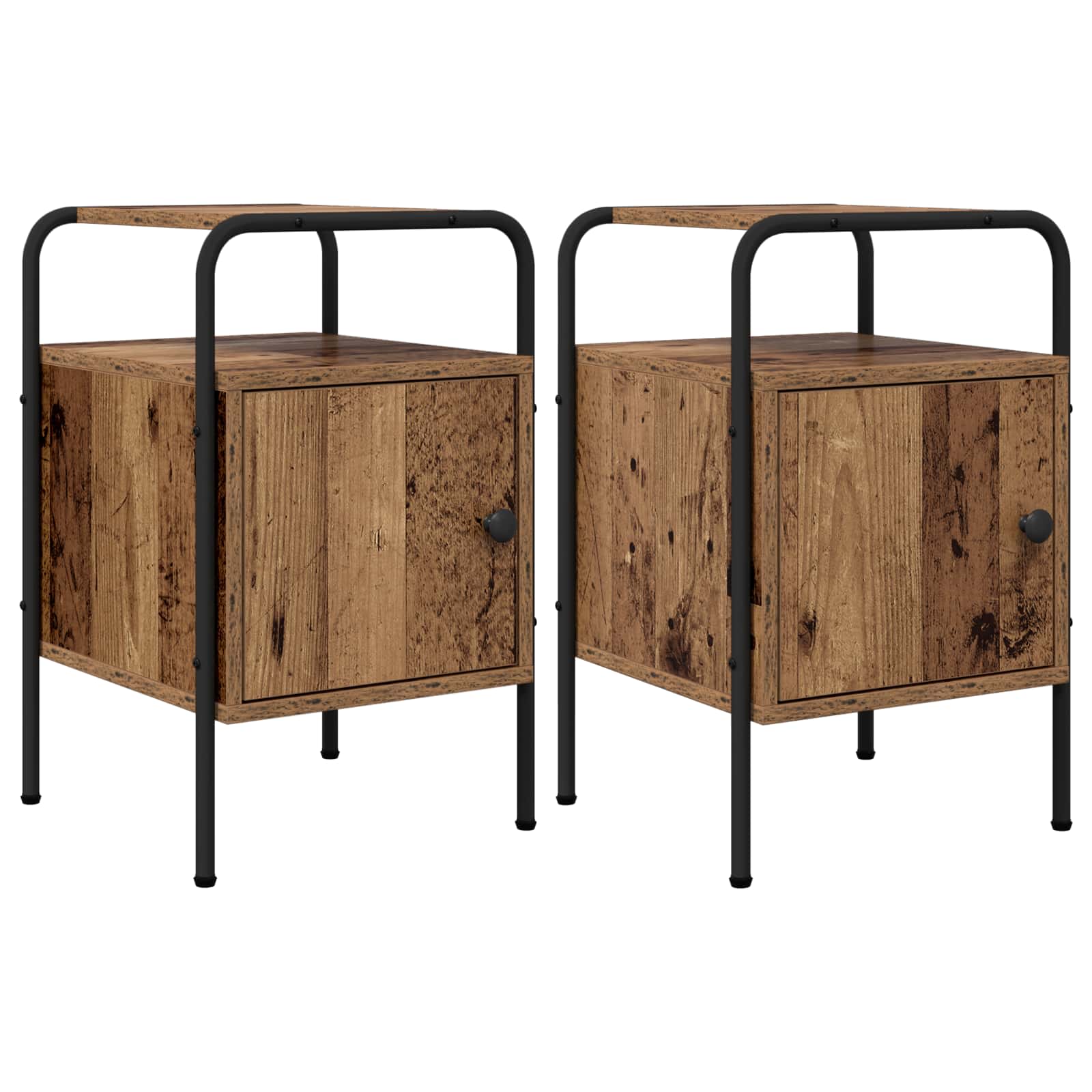 Nachtkastje 2 st Oud hout Bewerkt hout