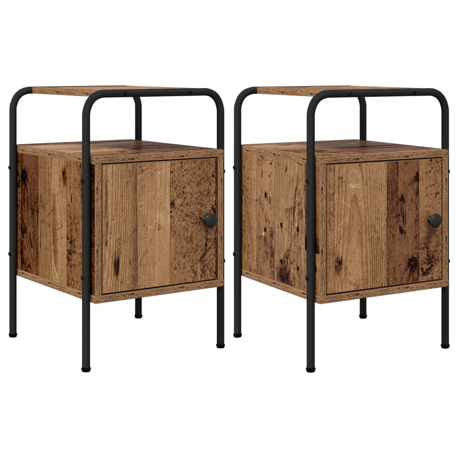 Nachtkastje 2 st Oud hout Bewerkt hout